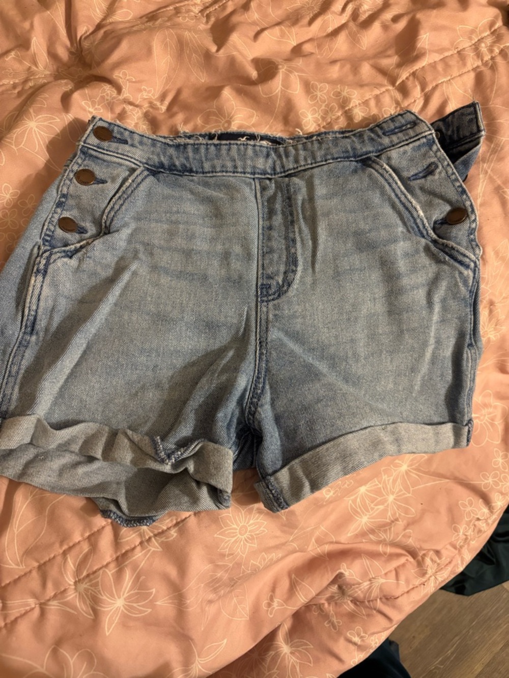 Hollister Light Blue Rolled-Hem Denim Shorts